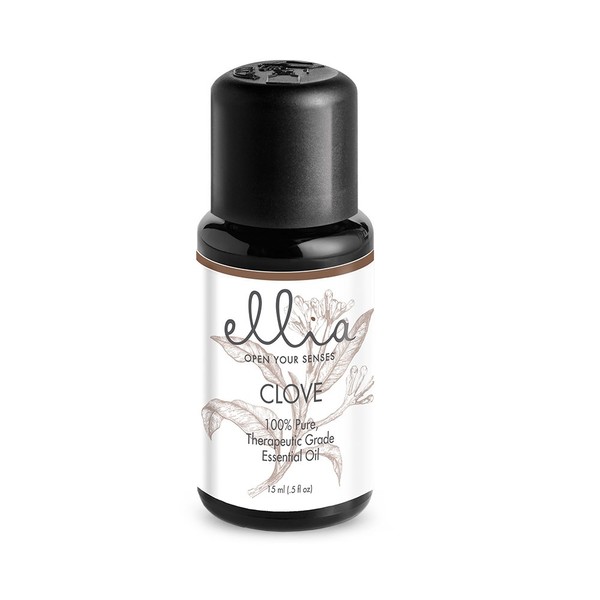 Ellia, Essential Oil, Clove 15mL | 100% Pure, Therapeutic Grade Aromatherapy Essential Oil (Clove - Eugenia caryophyllata), Clear