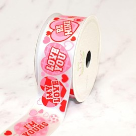 LUV Ribbons Satin Valentine's Heart Ribbon, 10 Yards, White