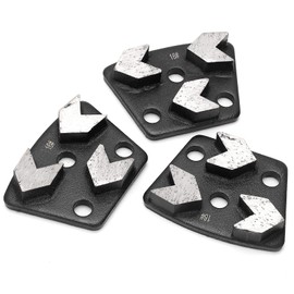 Srliya 3Pcs Trapezoid Diamond Grinder Concrete Grinding Shoes Cutting Tool Disk Set 16# Black