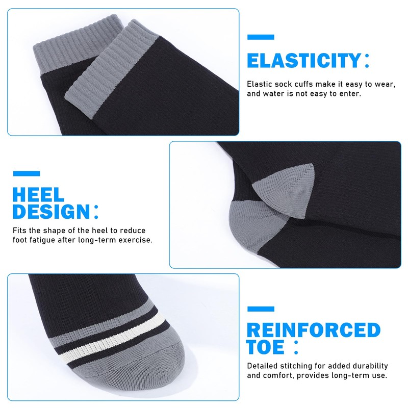 BBXWANG Unisex Waterproof Socks, Dark Grey-Black