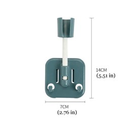 Shower Head Holder with Adhesive Sticker & 2 Hanger Hooks, 360 Degree Rotatable Adjustable Handheld Shower Wand Holder, No-Drill Wall Mount Plastic Bracket Shower Base for Bathroom (Blue, 1 Pack)