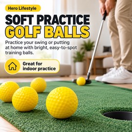 10-Pack Soft Golf Practice Balls for Indoor Swing Training – Yellow PU Golf Balls for Home Practice and Backyard Drills
