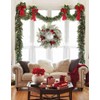 Christmas Wreath, 18 Inch Flocked Snow Wreath with Frosted Branches,