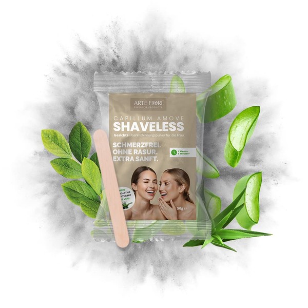 Capillum Amove ShaveLess Face & Lips Painless Hair Removal Cream Powder - Women Without Shaving for Sensitive Skin without Additives 50 g