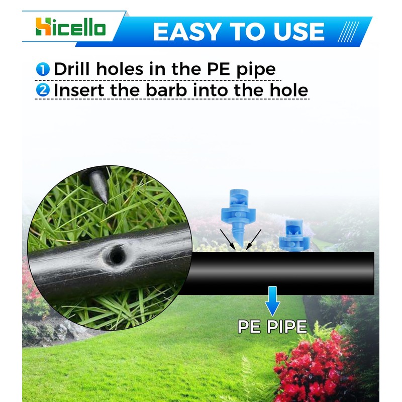 Hicello 100PCS 90 Degree Misting Nozzle Irrigation, Sprinklers Sprayer for