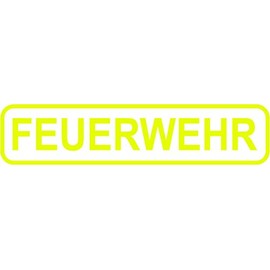 + Neon Gelber Feuerwehr - Aufkleber - Sticker mit Rahmen / 20 cm x 4,5 cm
