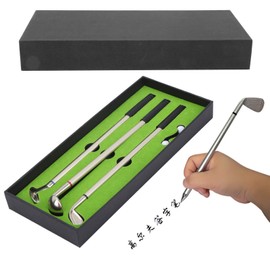 HERCHR Desktop Golf Pen Toy Set, Mini Desk Games Box Desktop GolfPart Green Driving Range with Golf Club Pens Balls Flag Gift for Player