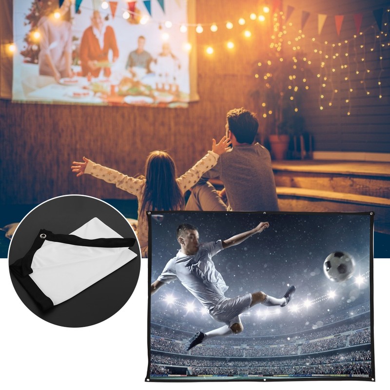 4:3 Thickened 100% Polyester Portable Foldable White Soft Projector Screen
