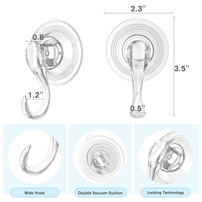 HMSEC Suction Cup Hooks, Heavy Duty Wreath Hanger Recyclable Suction