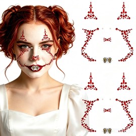 4Pcs Halloween Face Gems Jewels Makeup Day of the Dead Tattoos Stickers