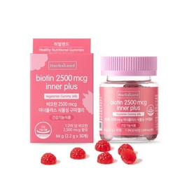 Herbaland 허벌랜드 비오틴 2500 mcg 이너플러스 식물성구미젤리 30일분 Herbland Biotin 2500 mcg Inner Plus Plant-Based Gummy Jellies 30-Day Supply