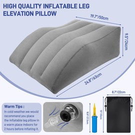 Starvortex Vein Cushion, Leg Elevation Cushion, Inflatable Vein Cushion, Comfortable for Leg Raise and Back Support, Portable with Storage Bag for Travel, Home and Sleep (Grey)