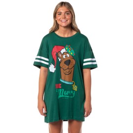 INTIMO Scooby-Doo Women's Christmas Be Merry Nightgown Pajama Shirt Dress For Adults (Scooby-Doo Christmas, XXX-Large)