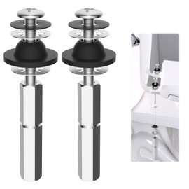 Hibbent 2 PCS Universal Toilet Seat Bolts Kit, Heavy Duty Stainless Steel Toilet Bolts with Extra Long Downlock Nuts Rubber Washers Gaskets, Easy to install -Bathroom Toilet Repair Screw
