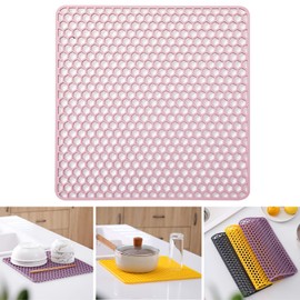 Boxonly Silicone Dish Drying Mat for Versatile Use - Heat-Resistant, Eco-Friendly and Easy to Clean Mat for Kitchen Counter, Sink or Drawer Liner - 10.4" (26.5 CM), Pink