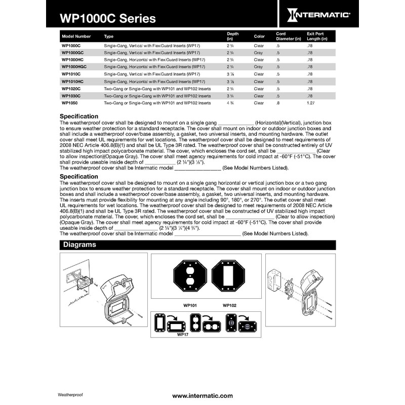 Intermatic WP1050 Double Gang 4-3/4" Depth Weatherproof in-Use Cover, Clear