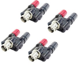 Lagogia 4mm BNC Female to 2X 4mm Dual Banana Female Coaxial RF Binding Post Adapter Connector, Pack of 4