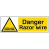 VSafety Danger Razor Wire Sign - Landscape - 600mm x