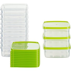 MiraHome Food Storage Container Freezer Container 0.3 L Rectangular Flat 11 x 11 x 4.4 cm Set of 12 Green Austrian Quality