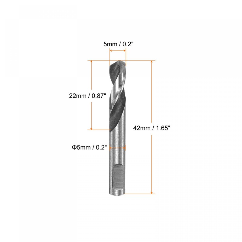 sourcing map 10pcs High-speed Steel Drill Bits 5mmx42mm for Hole