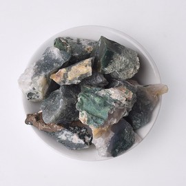 Erliway 1.25-2" Moss Agate Raw Crystals, Natural Rough Moss Agate Stone, Healing Raw Stones for Fountain Rock, Home Decor Meditation Energy Balancing Wire Wrapping Wicca & Reiki