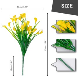Artificial flowers,12Pcs Fake Calla Lily Flowers Plants Outdoor Decorations,UV Resistant Faux Fake Plants Plastic Spring Flower Indoor Outside Hanging Planter Home Kitchen Garden Porch Decor (Multi)