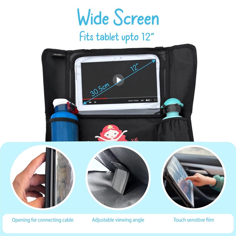 HECKBO 2x car backseat organizer with adjustable tablet pocket for