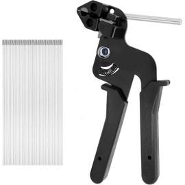 Metal Tie Gun with 50 Pieces Stainless Steel Cable Ties, Deecam Cable Tie Pliers for Locking and Cutting Metal Zip Ties, 250 mm x 4.6 mm Kabelbinder Aus Edelstahl