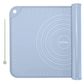 EuChoiz Silicone Pastry Mat 20"*16" Extra Thick Non Stick Baking Mat Food Grade Silicone Dough Rolling Bake Mat with Edge Heightening Blue