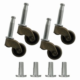 cakuuma 1" Swivel Stem Ball Caster Wheel, Zinc Alloy Antique Style Silent Castor for Furniture Sofa Chair Cabinet Socket Type Mounting Stem, Antique Brass, 353lbs, Pack of 4