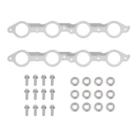 Exhaust Manifold Header Gasket Pair W/Bolts Chrome Black Compatible with All LS Series Engines (Except LS7), Fits All 1997-2013 Gen 3/4 LS Based V8 Engines 551696, 12617944