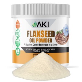 AKI Flaxseed Oil Powder - Packed with Essential Nutrients Like Omega-3 Fatty acids, Fiber, & Lignans - Free from Artificial Additives, Made with Ideal Quality Ingredients (5.30oz/150g)