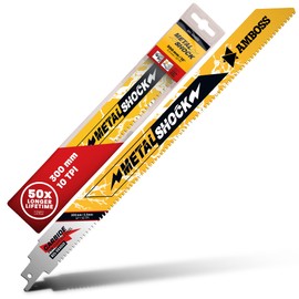 AMBOSS METAL SHOCK – 1 x Reciprocating Saw Blade Length 300 mm / 10 TPI – Ideal for Demolition / Construction / Disassembly / Piping Construction – Suitable for Stainless Steel and Steel