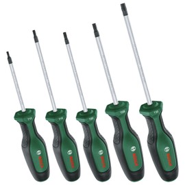 Bosch Schraubendreher-Set TX, 5-teilig (Hochwertiger Schraubenzieher- Satz für Heimwerker; erstklassiger S2-Stahl; Softgrip; magnetische Spitze; Torx)