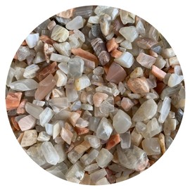 WHOLESALE Natural Semi Tumbled Moonstone Mix Gemstone Chips, Crushed Mini Crystals, Undrilled Crystal Chips (Moonstone Mix, 0.25 Pound)