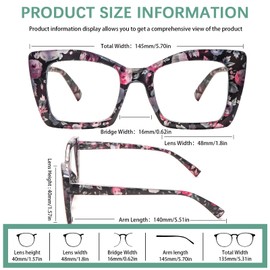 MAEOWN Progressive Multifocus Reading Glasses for Women Blue Light Blocking Oversized Square Computer Spring Hinges Readers (4 Pack Mix Color, 1.50, x)