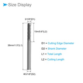 CoCud Tungsten Carbide Rotary Burrs File, 1/8" Shank 3mm Dia, Single Cut Cylinder Shape Rotary Burrs Tool - (Applications: for Metal Carving), 2-Pieces