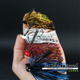 TACTICAL FISHING 4 Piezas - Kit con 4 Señuelos De Pesca, Dos Football Jig para Pesca en Fondo Y Dos Swimjig para nado o Flipping. Kit Lobina Róbalo y más.