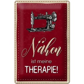 Blechschild 30 x 20 cm Nähen ist meine Therapie - DekoNo7
