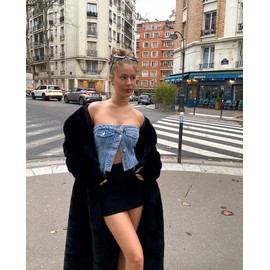 ANKOMINA Women's Strapless Denim Corset Crop Tops Sexy Off Shoulder Tube Tops Y2K Camisole Vest Tops Party Club Streetwear