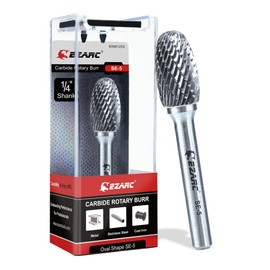 EZARC Tungsten Carbide Rotary Burr Bit, SE-5 Ball Double Cut Carbide Burr 1/4" Shank Die Grinder Cutting Burrs Bit for Metal Working & Sturdy Storage Case