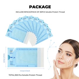 Mikabila (03)300pcs Kollagen Seidenfäden, Kollagen Seidenfäden für Seidenfaden Lifting Fadenlifting zur Hautstraffung, Resorbierbarer Kollagenfaden,Saugfähiger Kollagenfaden für Gesichtslift