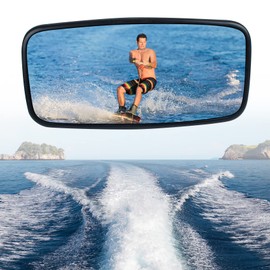 Boat Rear View Mirror 7"x14", Universal Marine Rearview Mirrors, Wide-angle Convex Boat Mirror for Ski Boats Pontoon Boat Water Sport Wakeboarding Surfing with 1/2"-1" Windshield Frames