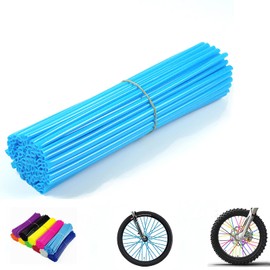 PPXIONG Bike Spoke Skins Covers: 8-21 inch Rims Protector & Decoration for Dirt Bike, Mountain Bike, Bicycle, Wheelchair, Motorcycle - 72Pcs(Light Blue)