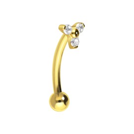 PIERCINGLINE Titanium Banana with Push Fit Crystal Flower Piercing Ear Nose Choice of Colours and Sizes, Titanium