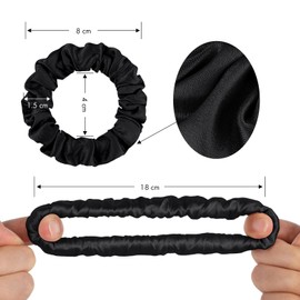 LILYSILK Hair Elastic Silk Scrunchie for Kids, Adults, Small, Brand, 6A, 100% Silk, No Traces, 2-piece Set, Cute, Hair Accessory, Gentle on Hair, Neat, Midi Size, Mother's Day Gift, Gift Black +