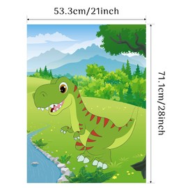 Morcheiong Pin The Tail on The Dinosaur Party Game with 48 Tails for Dinosaur Party Favors, Kids Birthday Party Accessories, Boys Party Decorations