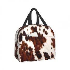 Nerxy Insulated Lunch Bag 8x5x8.5inch Cow Skin Print Lunch Box Abstract Africa Animal Farm Fashion Reusable Meal Portable Container Tote for Woman Men Kids Adults Work School Travel Office Picnic