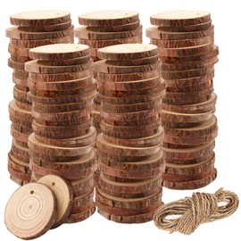 KOHAND 180 Stück unlackierte Naturholzscheiben, 3–5 cm natürliche Holzscheiben mit Löchern, Holzscheitscheiben, Ornamente, runde Holzkreise für DIY-Handwerksprojekte, Party-Hochzeitsdekorationen