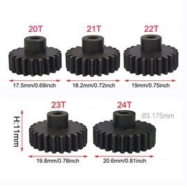 AMOGOT Metal Steel 32P Pinion Gear 3.175mm Shaft 20T 21T 22T 23T 24T with Hex Key for RC Brushless Brush Motor RC Car Upgrade Part C
